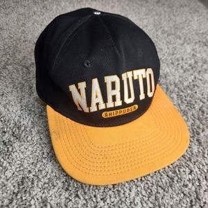 BioWorld Naruto Snapback Hat‎ Black Orange Embroidered Spell Out Shippuden